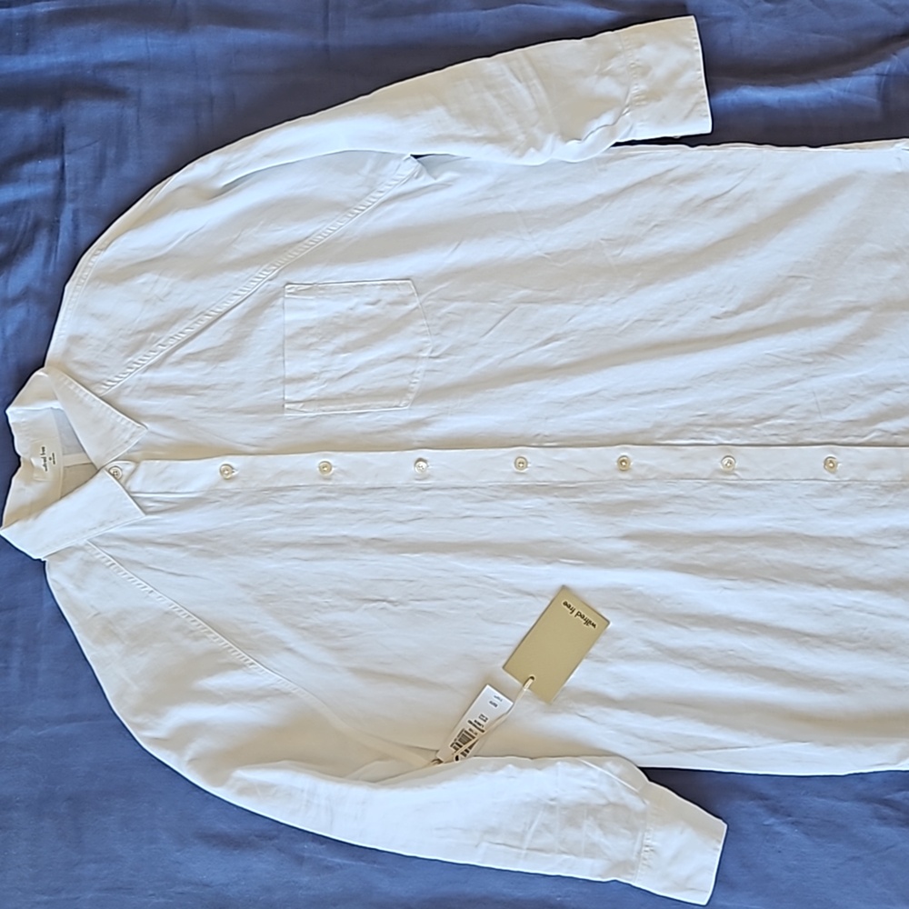 Aritzia Wilfred Free Boyfriend Linen Dress White XS
